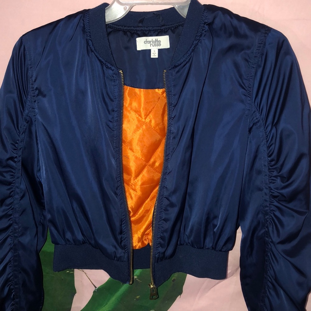 Cropped silky bomber jacket